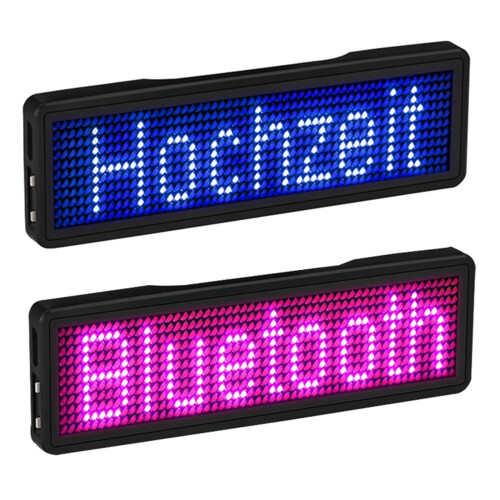 2 Pcs Bluetooth LED Name Badge Rechargeable Light Sign DIY Scrolling Message Board Display LED,Type 3 & Type 5