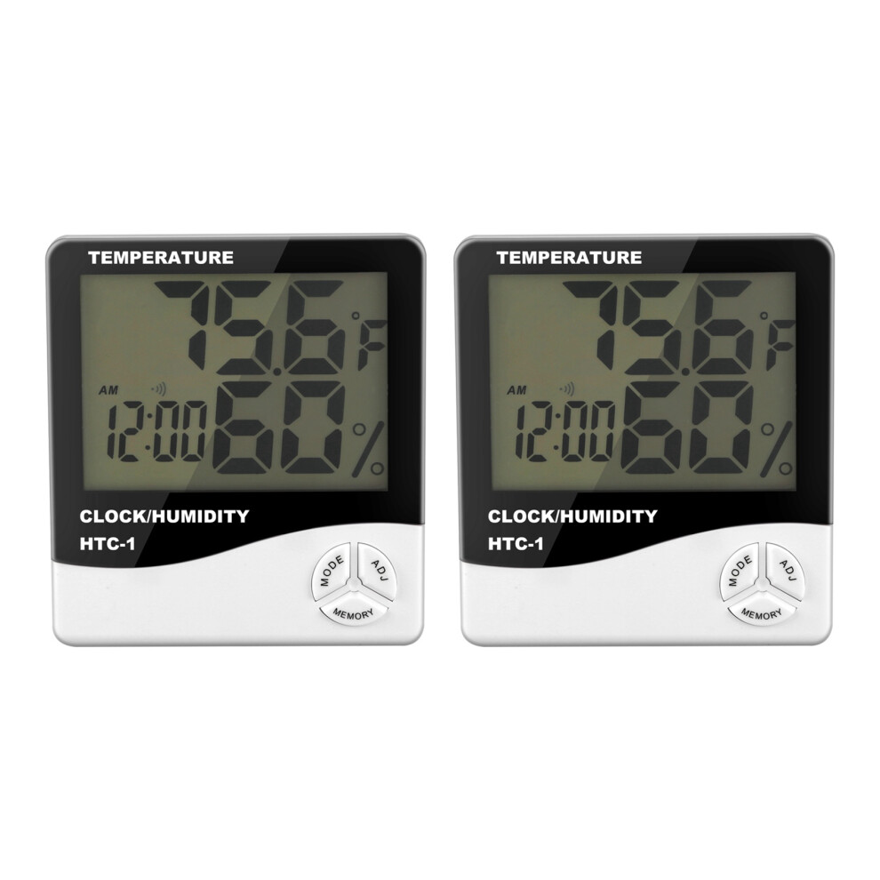 2X Digital LCD Room Electronic Temperature Humidity Meter Thermometer Hygrometer Weather Station Alarm Clock