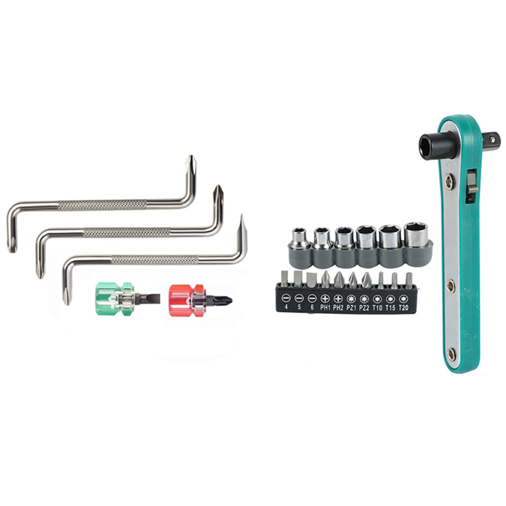 1 Set Vanadium Steel Wrench Driver Set Torx Screwdriver Set & 1 Set Z Shaped Screwdrivers Magnetic Slotted Phillips Set 4712208811437