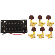 2PCs Humbucker Double Coil Electric Guitar Pickups + Frame Screw with Guitar Locked String Tuning Peg Button(3L+3R)