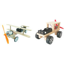 2 Pcs DIY Car Kids Wooden Puzzles Students Handmade Model Assembly Kit, Racing Car & Glider