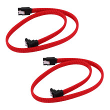 2X 50CM SATA 3.0 III SATA3 7pin Data Cable Right Angle 6Gb/s SSD Cables HDD Hard Disk Data Cord with Nylon Sleeved(Red)
