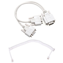 New 1 PC to 2 Monitors Splitter Cable for VGA Video & 1.5M 4.9Ft White Stretchy RJ9 4P4C Handset Telephone Coiled Cable