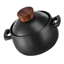 Ceramic Casserole Pot with Wooden Lid for Soup Stew Cooking Kitchen Cookware