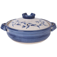 Ceramic Casserole Pot with Lid, Round Clay Stockpot for Stew Soup Rice Cooking, 0.8L