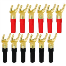 12PCS Gold Plated Screw Speaker Cable Banana Plug Connector for Speaker Cable Audio Connectors (Color : Bent Pin)