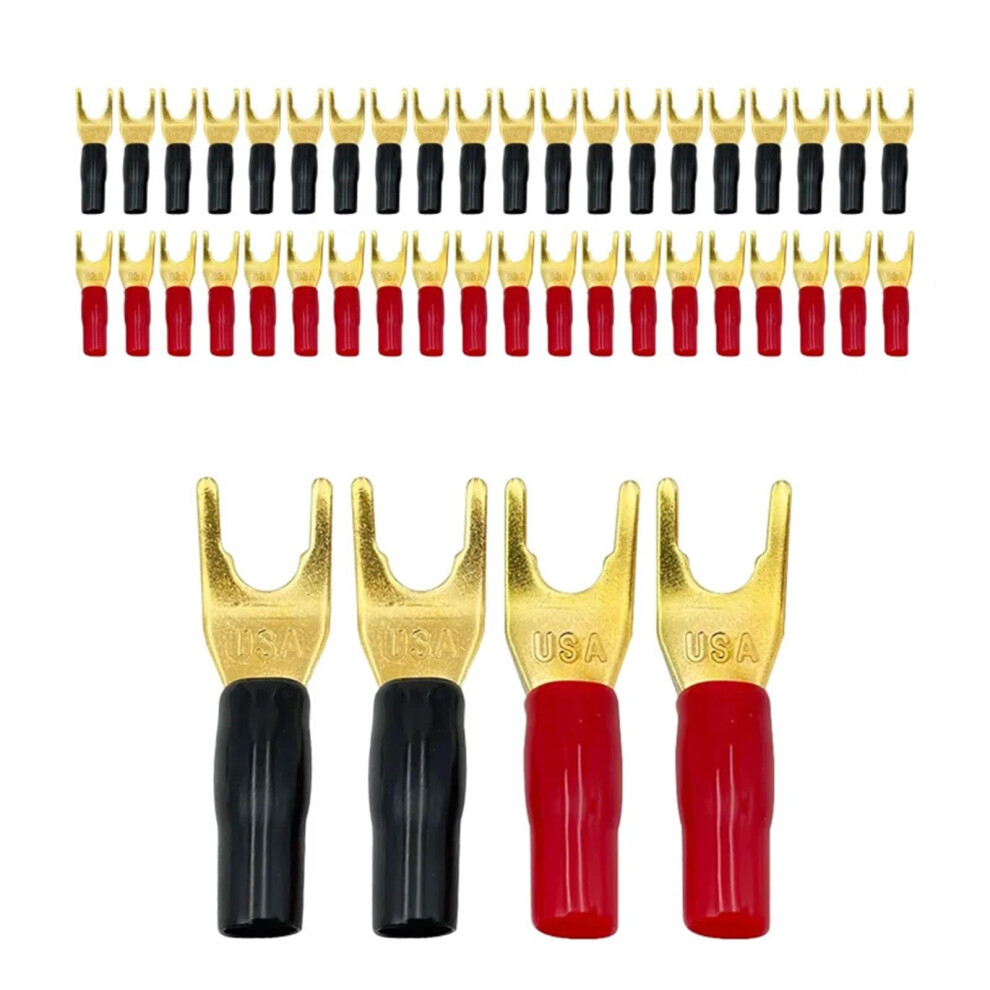 20Pcs Y U Shape Spade Banana Plug Gold Plated Fork Banana Plug Jack Plug Solderless Speaker Cable Power Terminal Connector 9412369431622