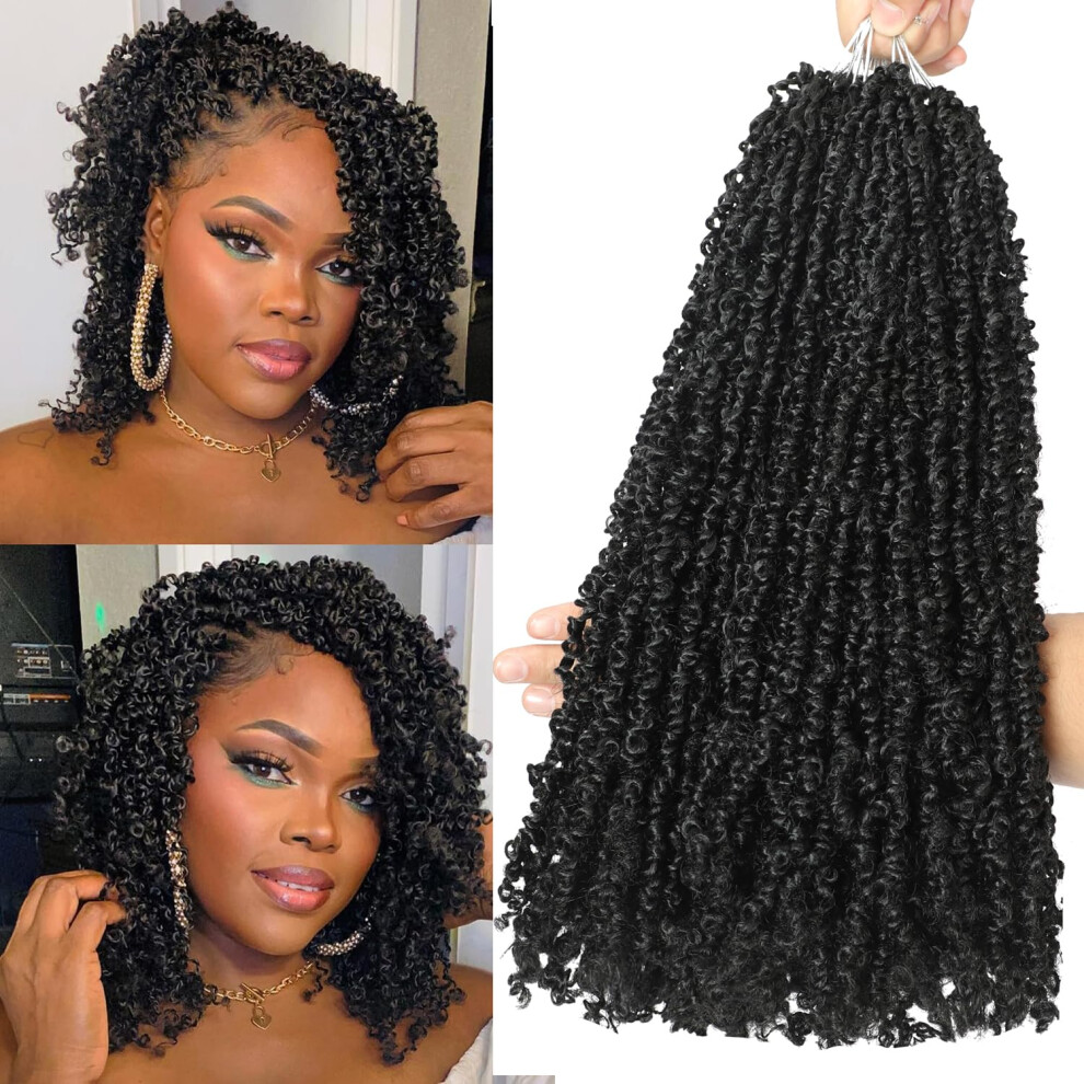 Unisex Black Twist Crochet Hair 12 Inch Pretwisted Natural 1B Kinky Mini Spring Twist Senegalese Braids Pack Of 10