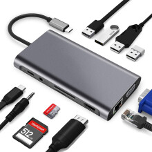 USB hub 3.0 for Type-c Port,11 in 1 Adapter for Computer Accessories with VGA HDMI 4K