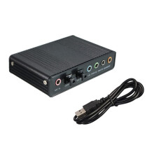 USB Sound Card 6 Channel 5.1 External Reverb Sound Card Converter Supported Sampling Rate 48Khz Win7 Black