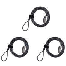 3X Security Anti-Theft Combination Laptop Notebook Cable Lock 4 Digit Password Lock, Black, 750151302