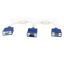 Connector and Terminal Adapter 1 x Male/2 x Female 15 P VGA Spliter Cable Blue Gray for PC 30cm