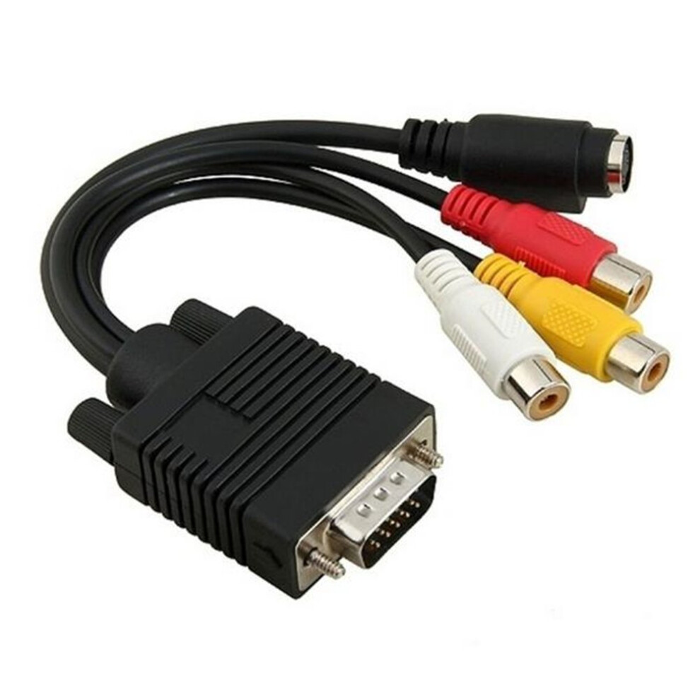 (4 Pack) Vga Svga To S-Video 3 Rca Tv Av Converter Cable Adapter 9412369432582