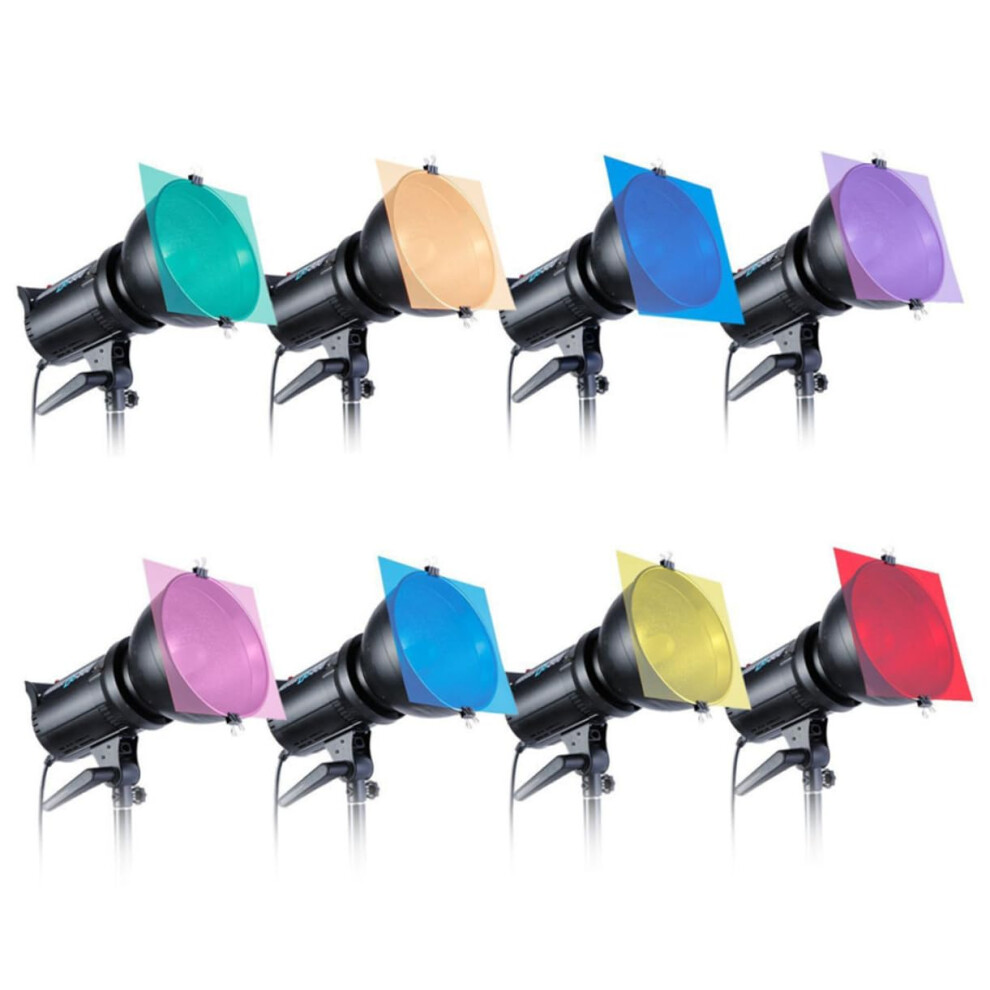 Flash Filters 8Pcs 12 Inch Color Filters Filter Gels Optical Filters Gel Cards For Studio Photography Light 9426802942224