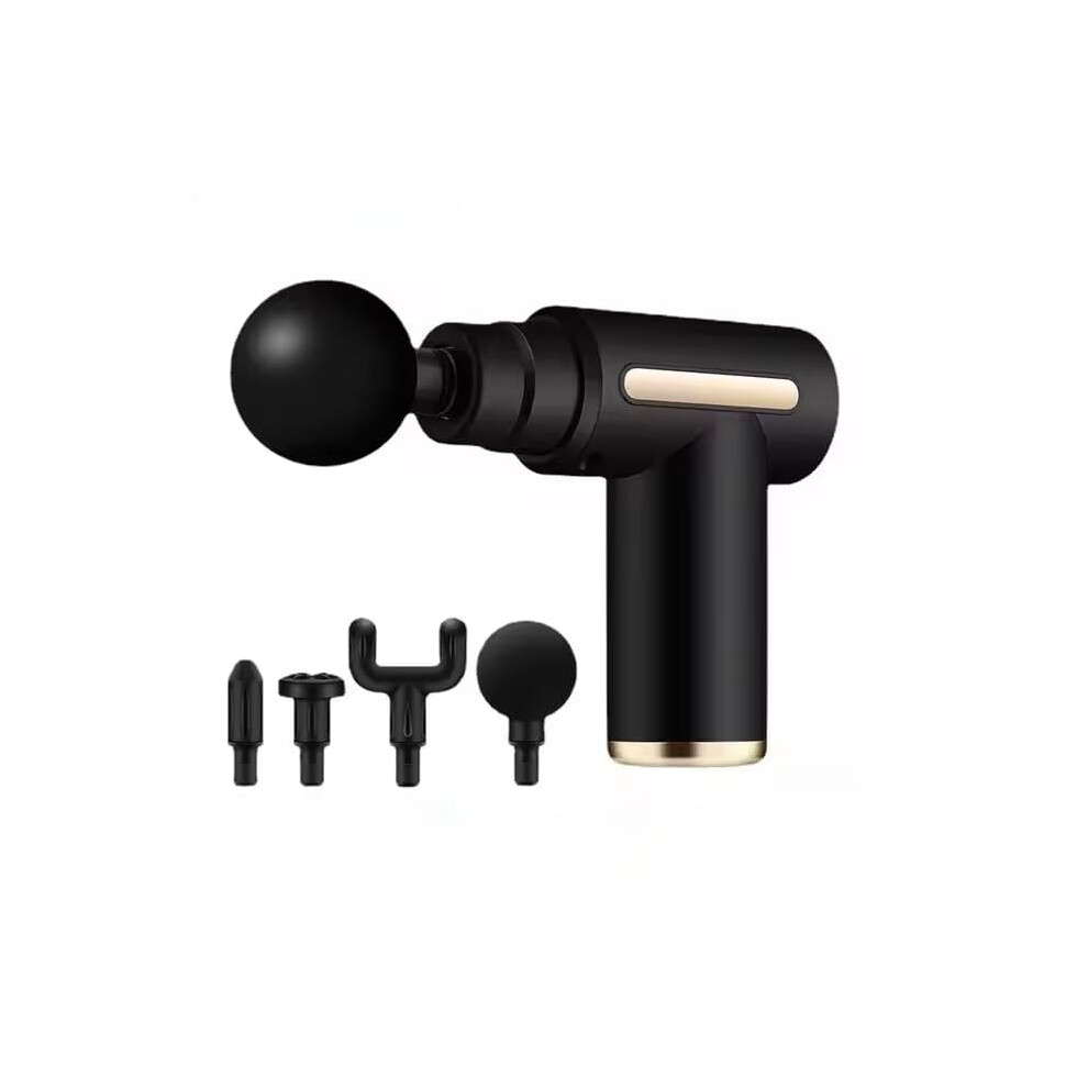 Black Massage Gun, Usb Rechargeable Muscle Massager, Handheld Percussion Massager For Muscle Relaxation (Black)