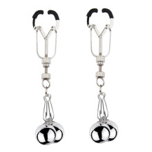 Stainless Steel Pendant Nipple Clips Double Ball Design, 316L Stainless Steel, Nipple Stimulator, Breast Clip Jewelry