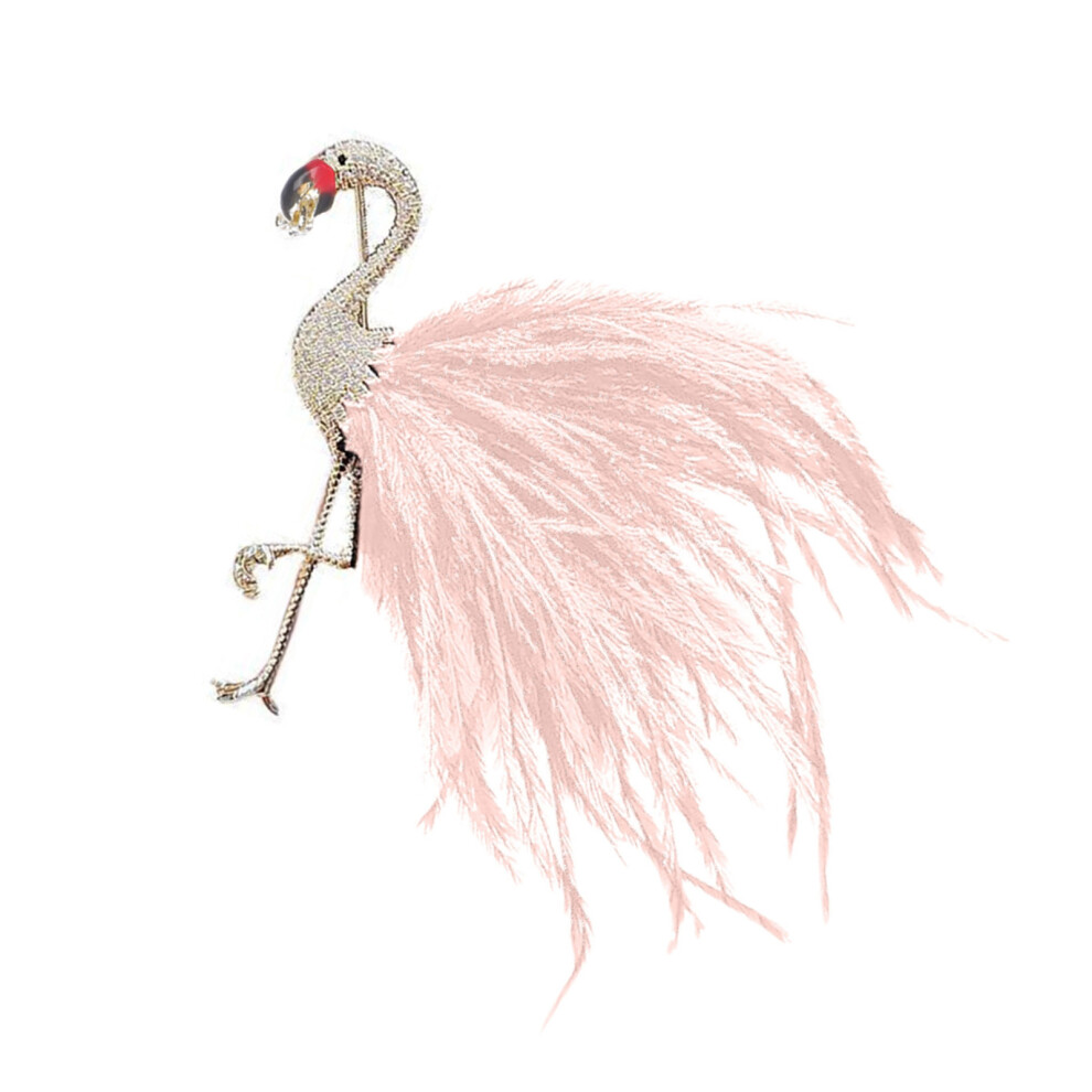 Pink Realistic Flamingo Feather Shaped Brooch Trendy Outfit