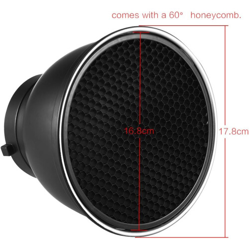 7inch Standard Reflector Diffuser Lamp Shade, Unique Reflective Texture, 60 Grid, Mount Studio Strobe Flash Light Speedlite, for Photography 1
