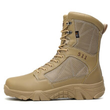 Tactical Combat Boots Leather Mesh Side Zip Waterproof Hiking Military Brown 6.5 UK