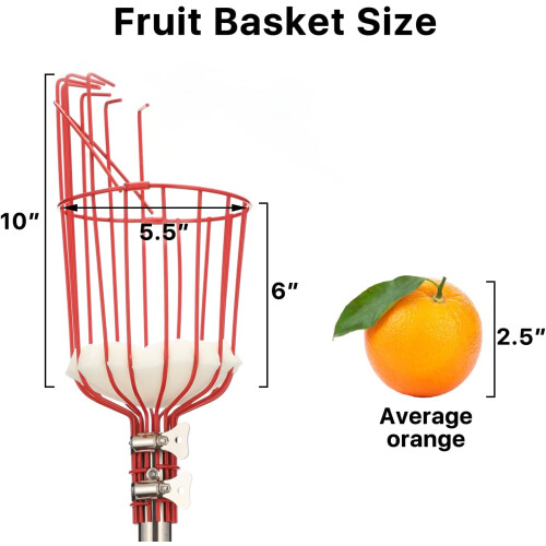 Fruit Picker, 8 FT Fruit Picker Pole with Large Basket, Length Adjustable Gardening Tools 1