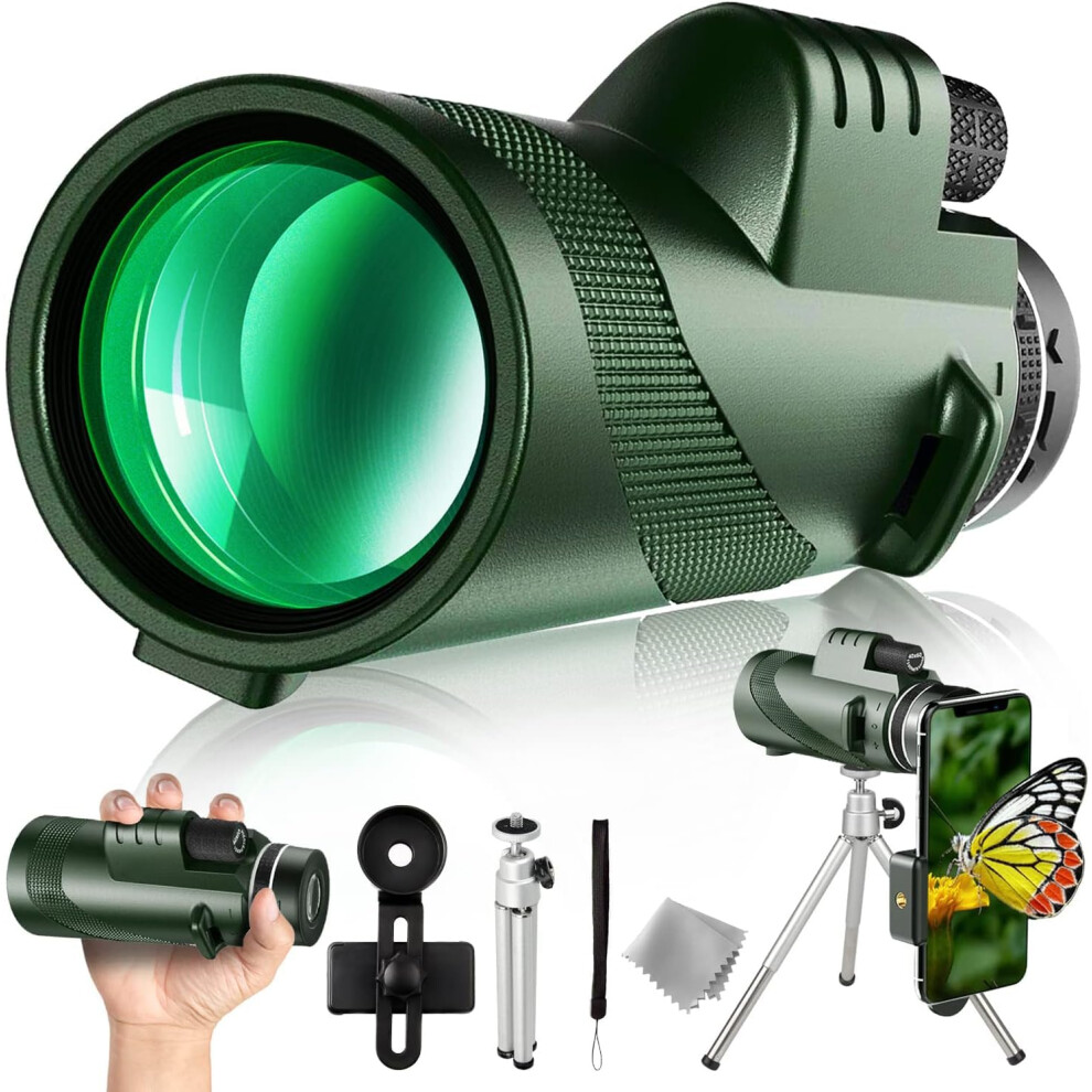 80X100 Monocular-Telescope High Powered Monocular For Adults Monocular For Smartphone Adapter 9426802943283