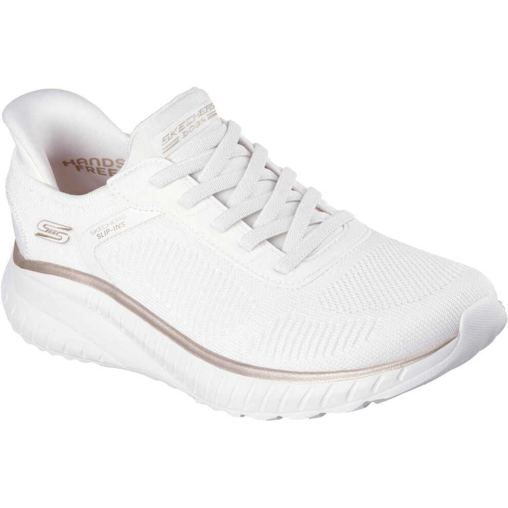 Skechers (, ) Bobs Sport Squad Chaos Textile Women's Standard Trainers White/Gold