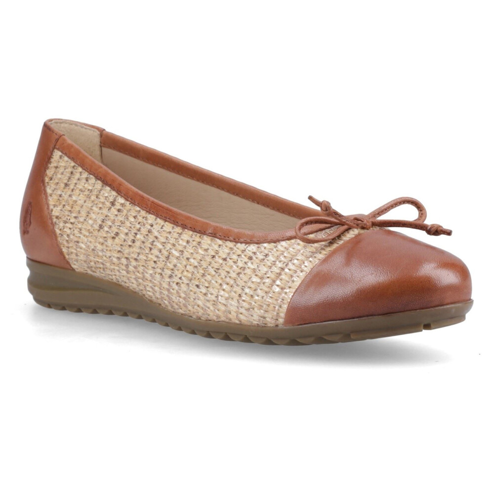 New Hush Puppies Girls (, ) Laurie Toe Cap Leather Women's Tan Standard Flats 43508-81371