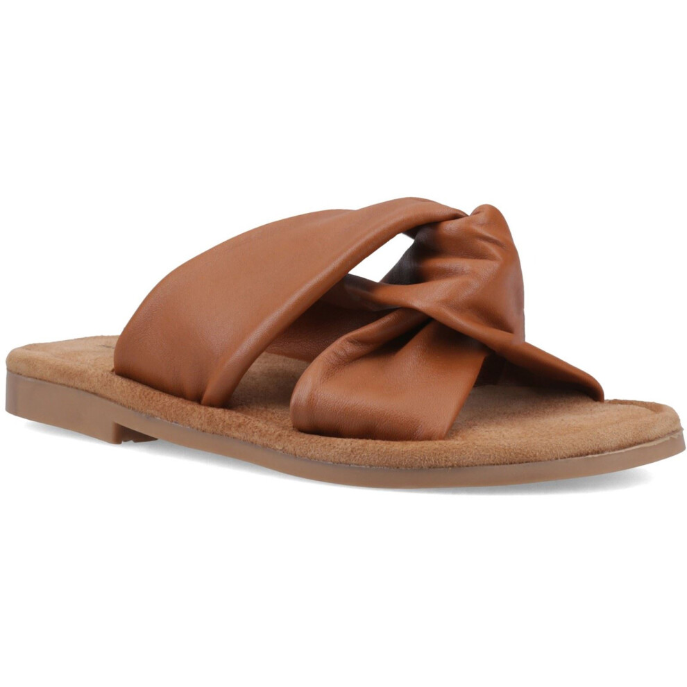 New Hush Puppies Women's (, ) Amy Wide Fit Leather Tan Standard Sandals 40867-81457