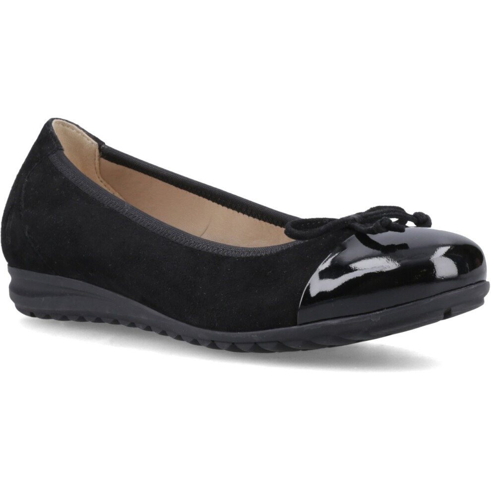 New Hush Puppies Girls (, ) Laurie Toe Cap Leather Women's Standard Flats Black 43508-81370