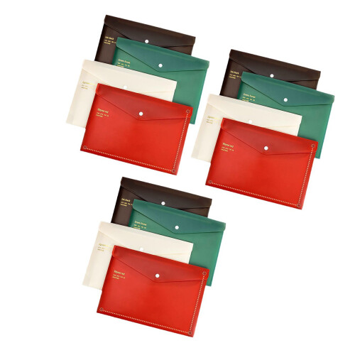 12 Pcs A 4 Document Folders File Folders with Press Stud