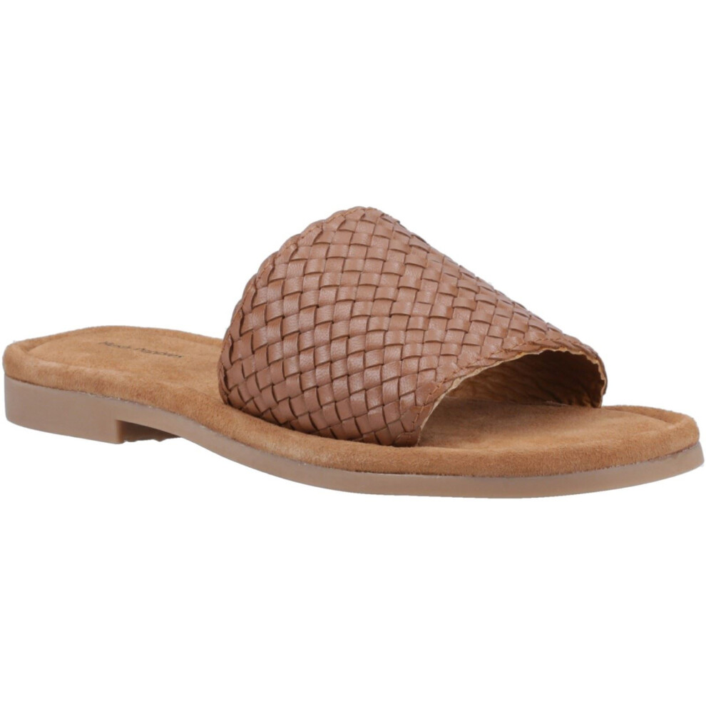 Hush Puppies (, ) Hetty Slide Leather Women's Tan Wide Sandals
