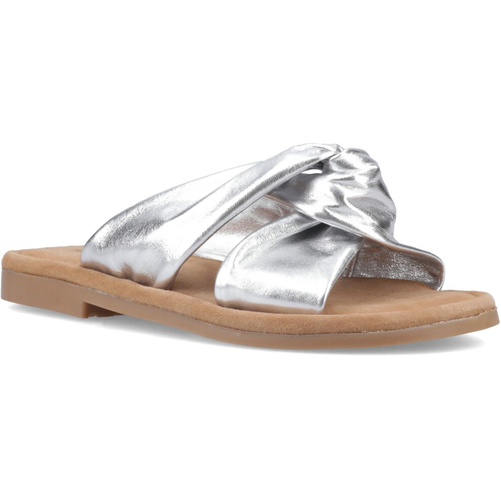 New Hush Puppies Women's (, ) Amy Wide Fit Leather Standard Sandals Silver 40867-81458