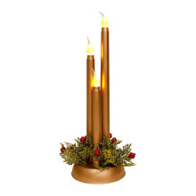 Bougie LED Sans Flamme de Noël - Lampe de Table Décorative - Lumière de Nuit Dorée