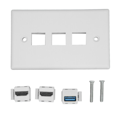 Πλάκα τοίχου Keystone, πρίζα Ethernet με κρυφά καλώδια για καθαρή εμφάνιση, εύκολη