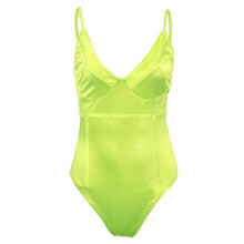 (As show, l) Women's   Lace Trim Lace Up Cut Out Underwire  Bodysuit
