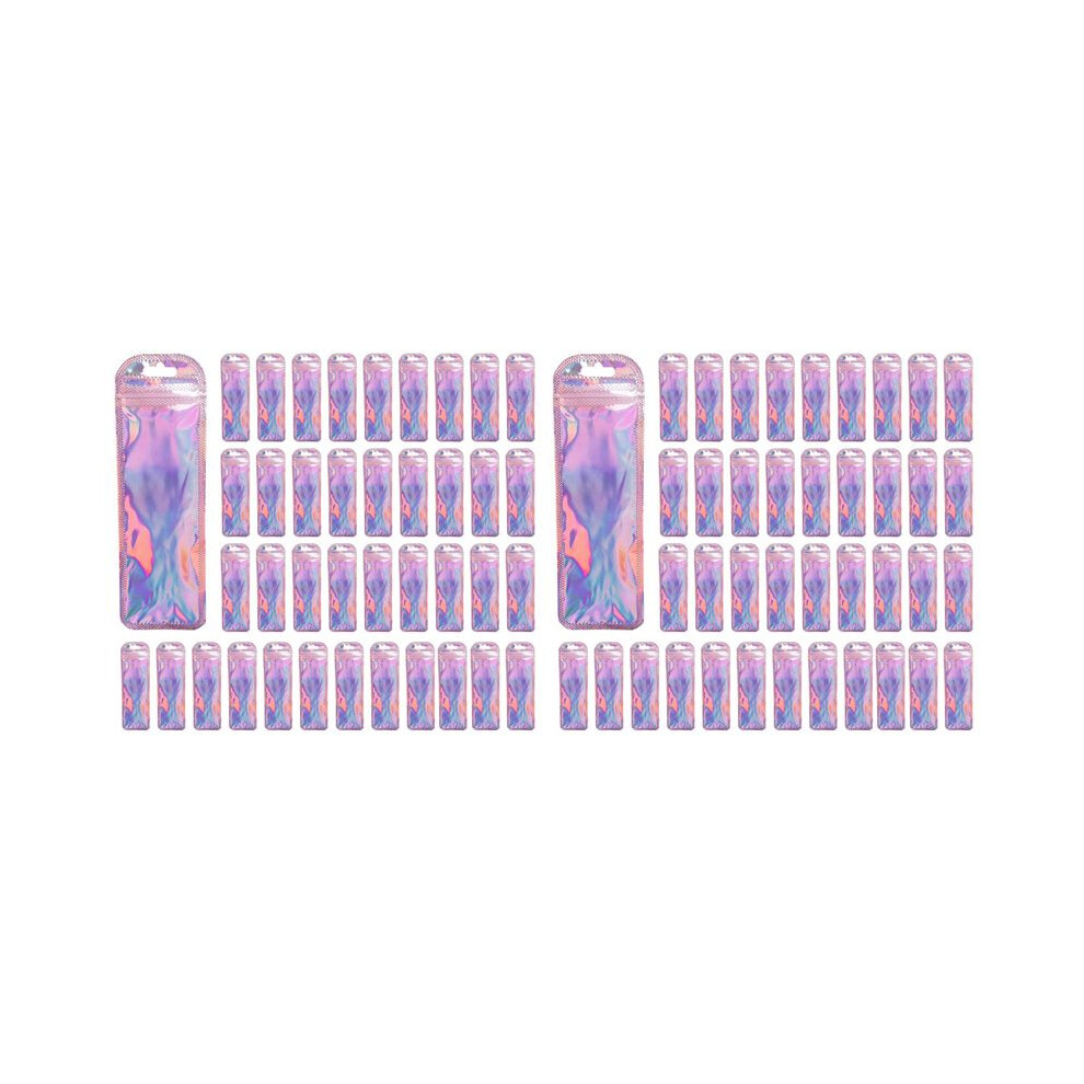 200Pc Resealable Holographic Pen Smell Proof Pouch Zipper Closure Beadable Packaging Bags for Pen Sealable Storage Bag
