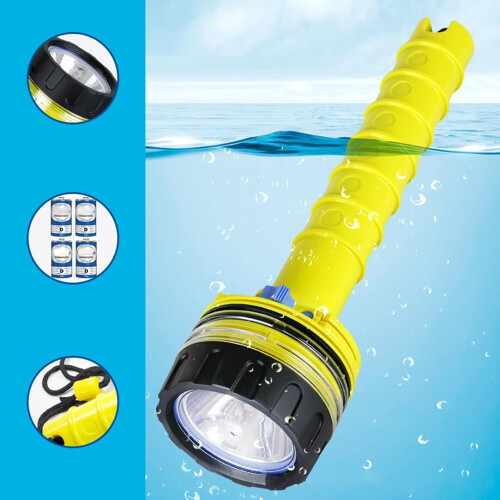 Diving Torch Underwaters IPX8 Watertight LED Flashlight Diving Light Safety Light Diving Underwaters Diving Flashlight 2