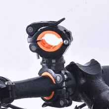 360 Graden Draaibaar Fietslicht Dubbele Houder LED Zaklamp Voorlamp Pomp Stuurhouder Houder Fietsaccessoire Zwart + Oranje