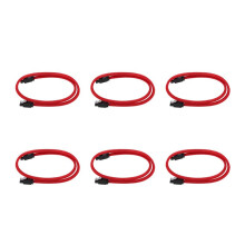 6Pcs 50CM SATA 3.0 III SATA3 7Pin Data Cable 6Gb/S SSD Cables HDD Hard Disk Data Cord with Nylon Sleeved Premium Version