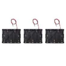 3Pcs 5 x 1.5V AA Battery Slot Holder Case Box Wire Black