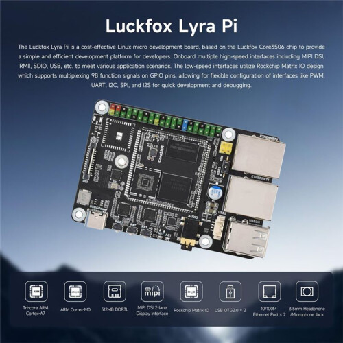 For Luckfox Lyra Pi Linux Micro-Dev Board with Triple-Core ARM Cortex-A7, ARM Cortex-M0 512MB Support MIPI/ Display 1