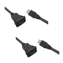 2 Pcs 1M Socket Cable USB 3.0 Auto Car Flush Mount Male to Female Extension Cord Dashboard Panel Square Audio