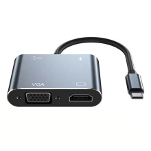 4-in-1 USB C to 4K HDMI-Compatible VGA USB C Hub Adapter Portable Adapter Multiple Port Hub for MacBook Air ChromeBook