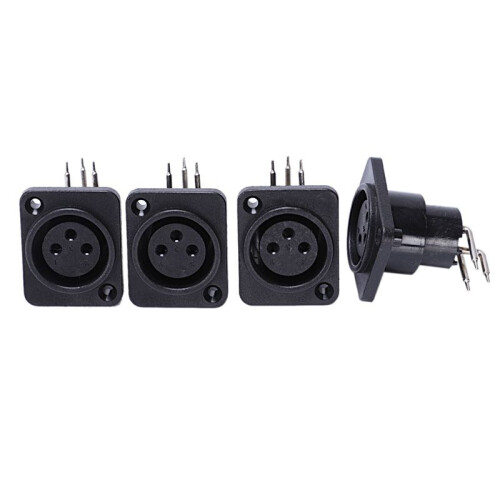50Pcs Black XLR 3Pin Female Jack Panel Mount Chassis PCB Socket Connector 1