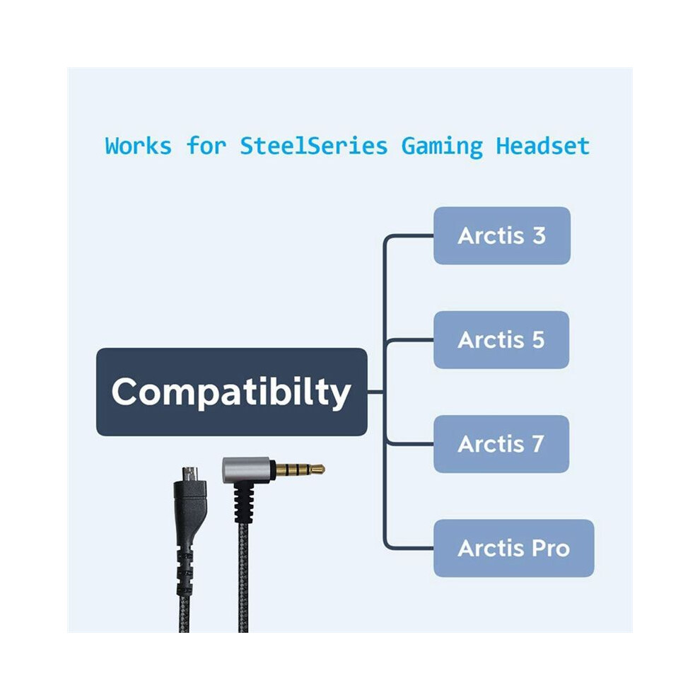 2X Audio Cable Flexible Stereo Gaming Headset Cord Replacement For Steelseries Arctis 3/5/7 Pro Gaming Headset 4713209205522