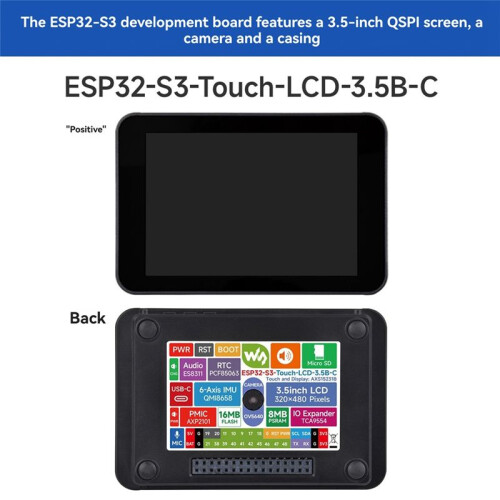 Waveshare ESP32-S3 Development Board 3.5inch LCD Touch Display with Case Wi-Fi 2.4G+BLE 5 Support AI XiaoZhi 1