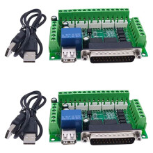 2X Driver Board for MACH3 Engraving Machine 5 Axis CNC Breakout Board with Optical Coupler for Stepper Motor Drive