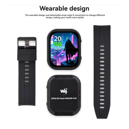 Waveshare ESP32-S3 2.06-Inch Watch Development Board AMOLED Touch Screen AI Xiaozhi FT3168 Capacitive Touch Chip 2