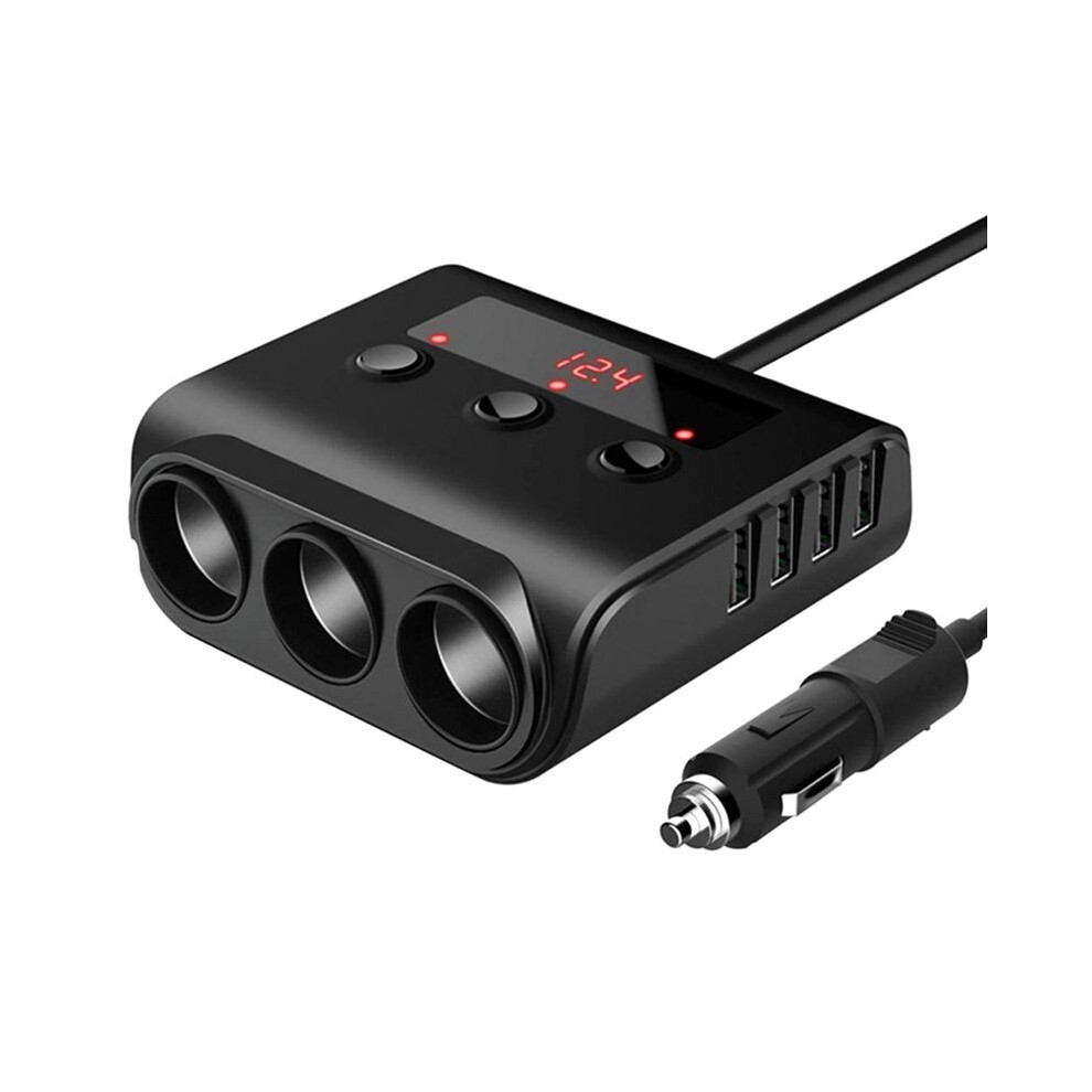 Tr12 Car Lighter Triple-Evaporator With Switch Voltage Display 4 Usb Car Lighter 120W Charger, Black 4712663977839