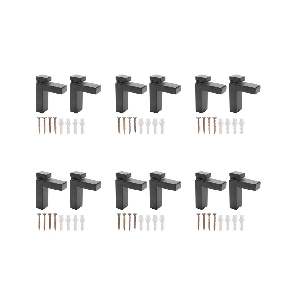 12 Pcs Adjustable Wood/Glass Shelf Bracket Wall Mount Heavy Duty Floating Brackets For 3-28Mm Thick Shelves, Black 6133869918187